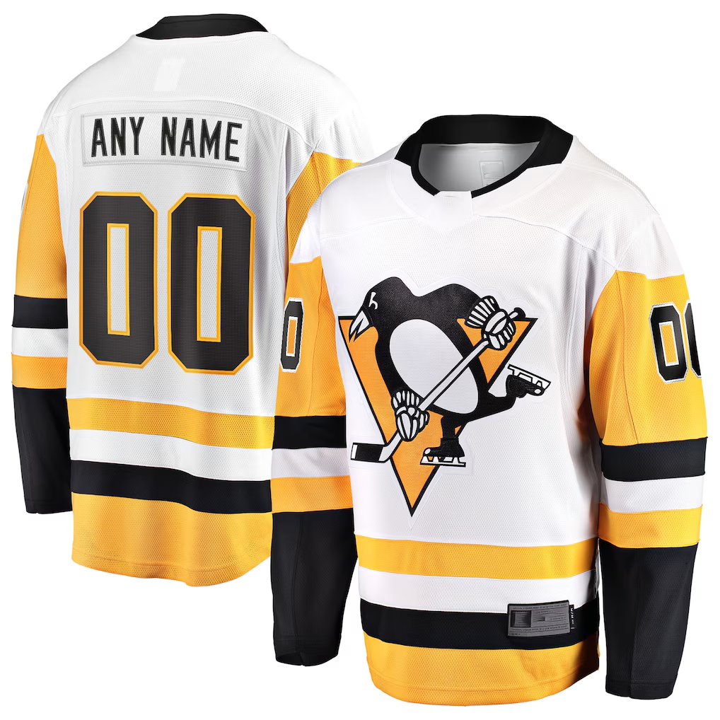 Blackjersey Custom P.Penguins White Away Breakaway Jerseys