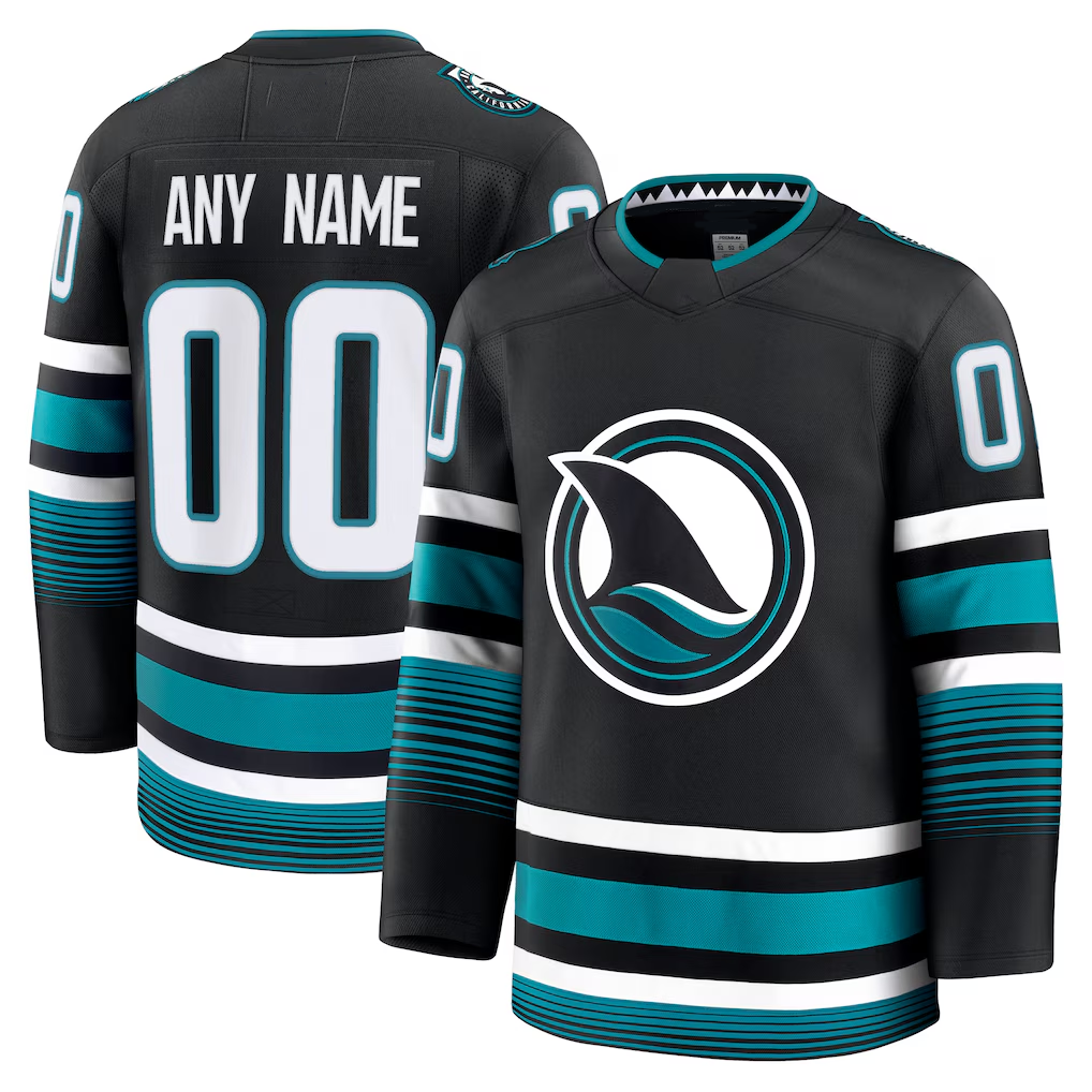 Blackjersey Custom SJ.Sharks Black Alternate Premium Jerseys