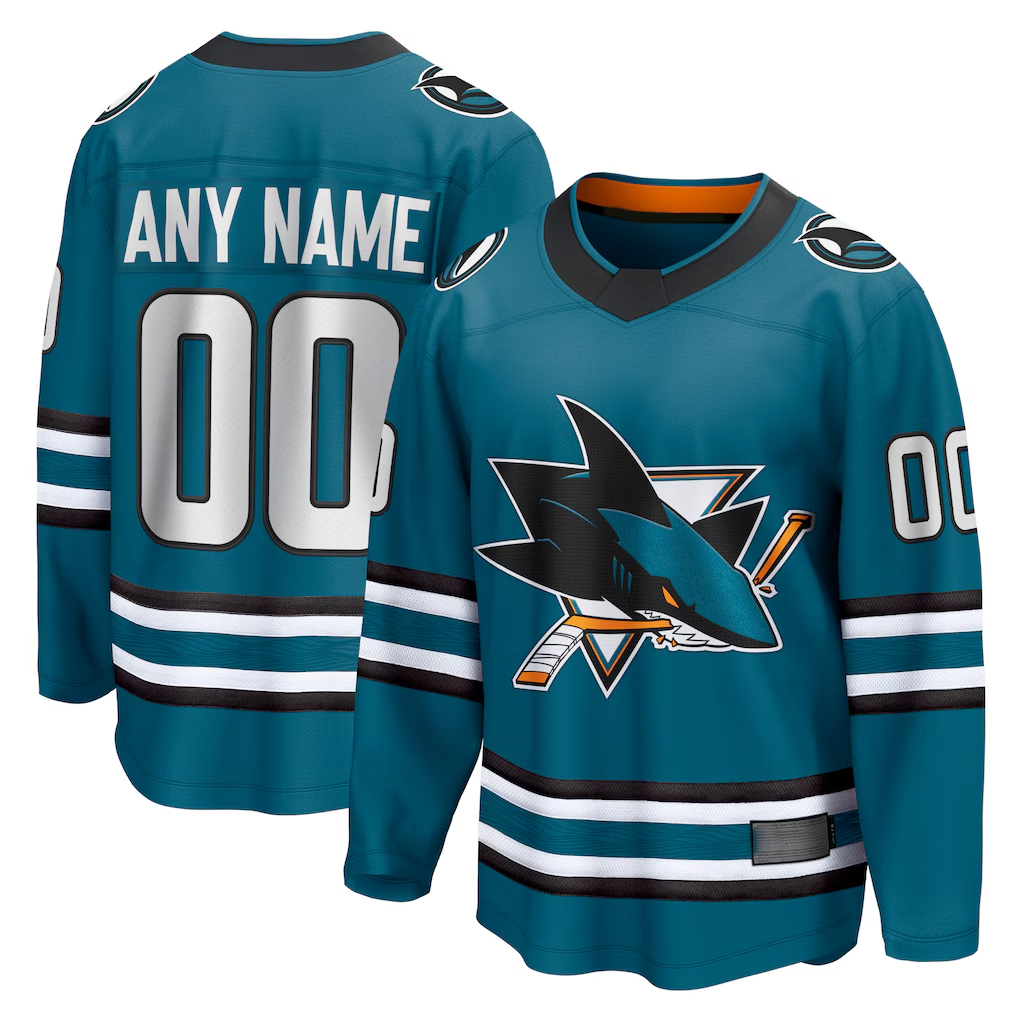 Blackjersey Custom SJ.Sharks Teal Home Breakaway Jerseys