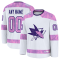 Blackjersey Custom SJ.Sharks White 2024 Hockey Fights Cancer Practice Jerseys