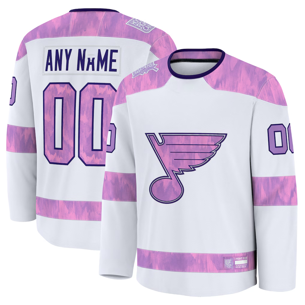Blackjersey Custom SL.Blues White 2024 Hockey Fights Cancer Practice Jerseys
