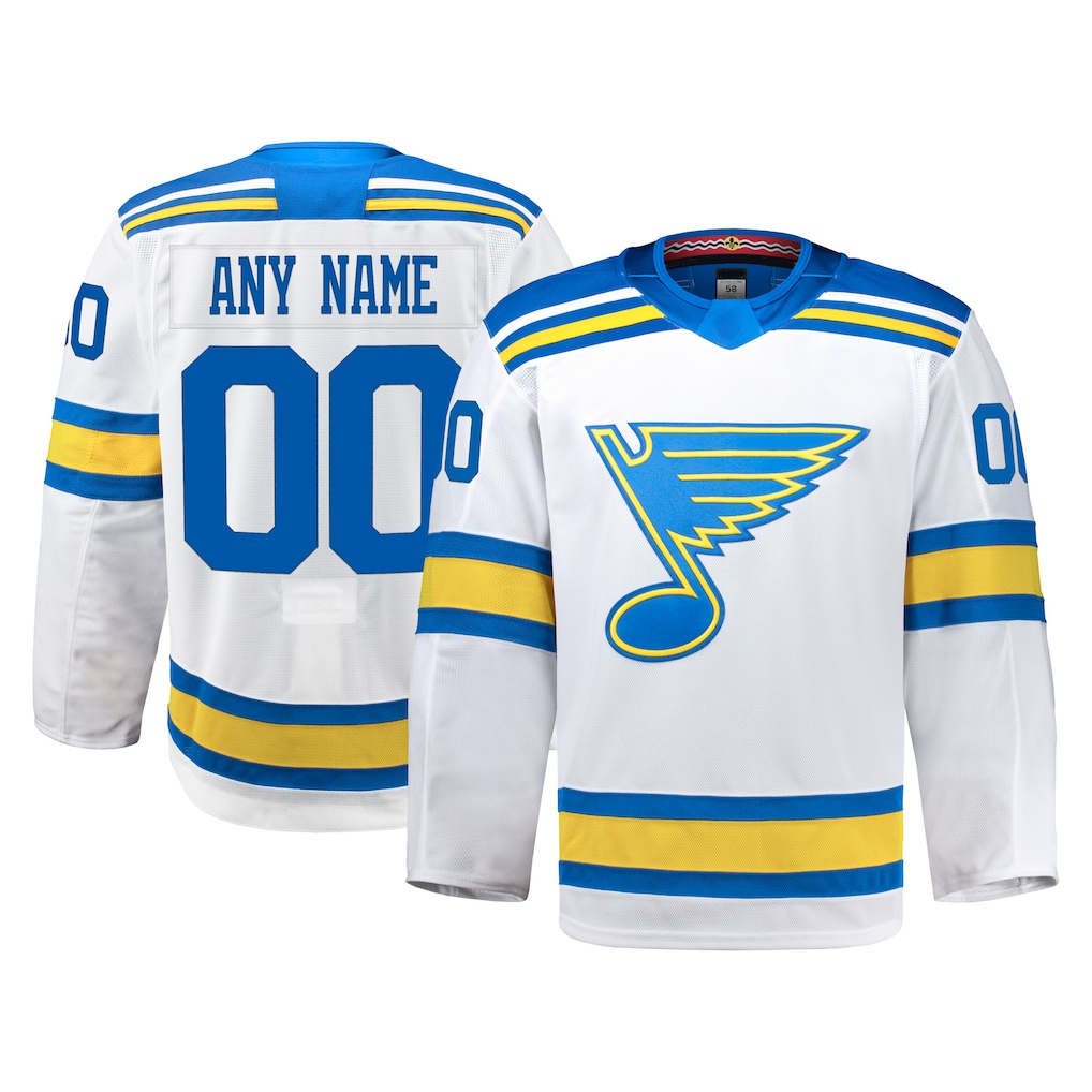 Blackjersey Custom SL.Blues White Away Authentic Pro Jerseys