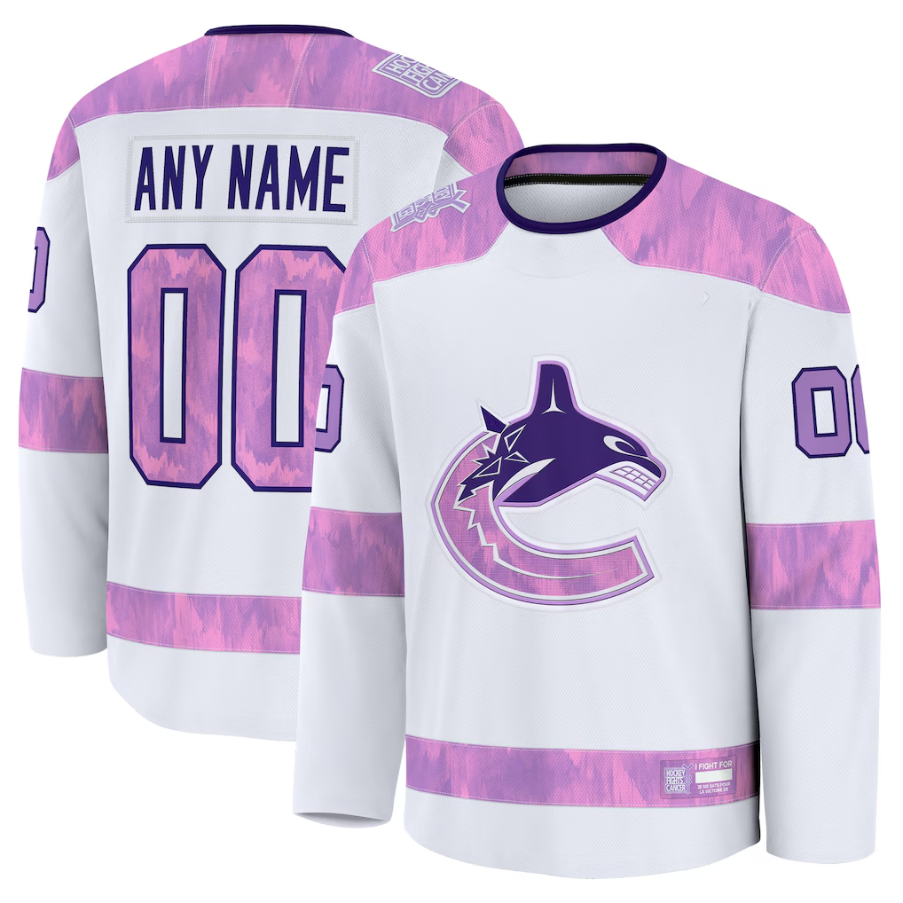 Blackjersey Custom V.Canucks White 2024 Hockey Fights Cancer Practice Jerseys