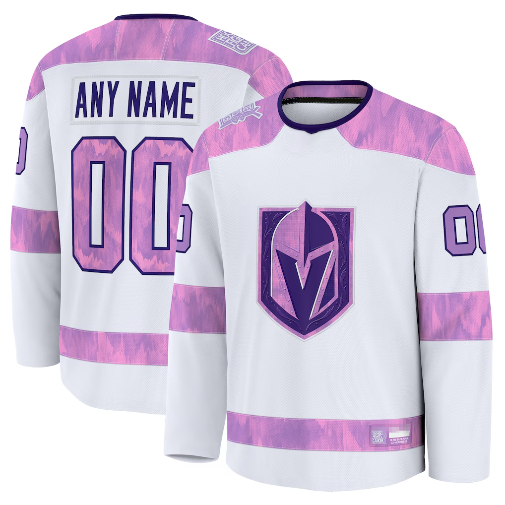 Blackjersey Custom VG.Knights White 2024 Hockey Fights Cancer Practice Jerseys