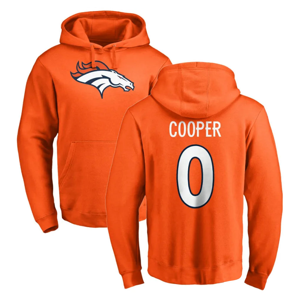 Blackjersey D.Broncos #0 Jonathon Cooper Player Orange Pullover Hoodie Limited Stitched Jerseys