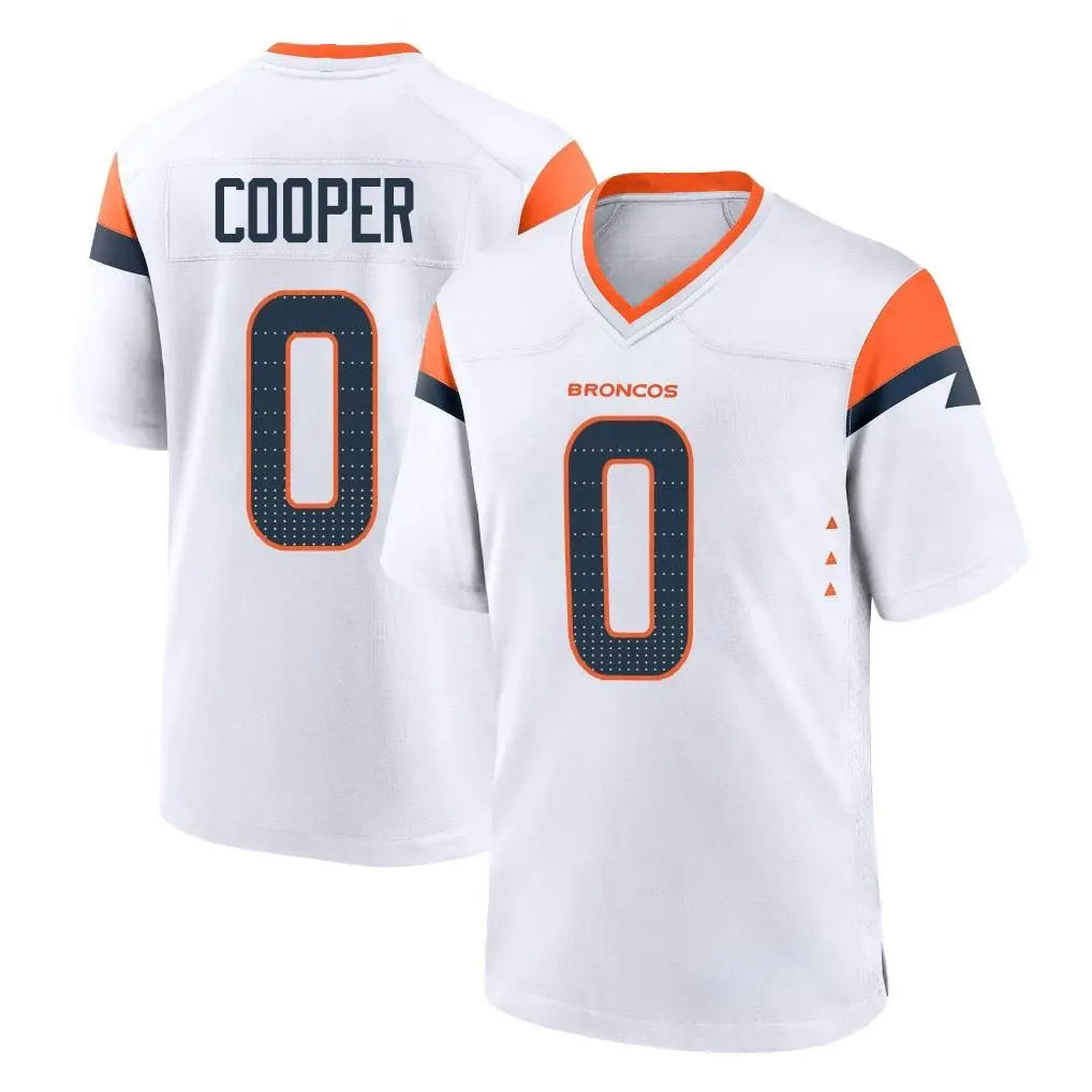 Blackjersey D.Broncos #0 Jonathon Cooper Player White Home Game Stitched Jerseys
