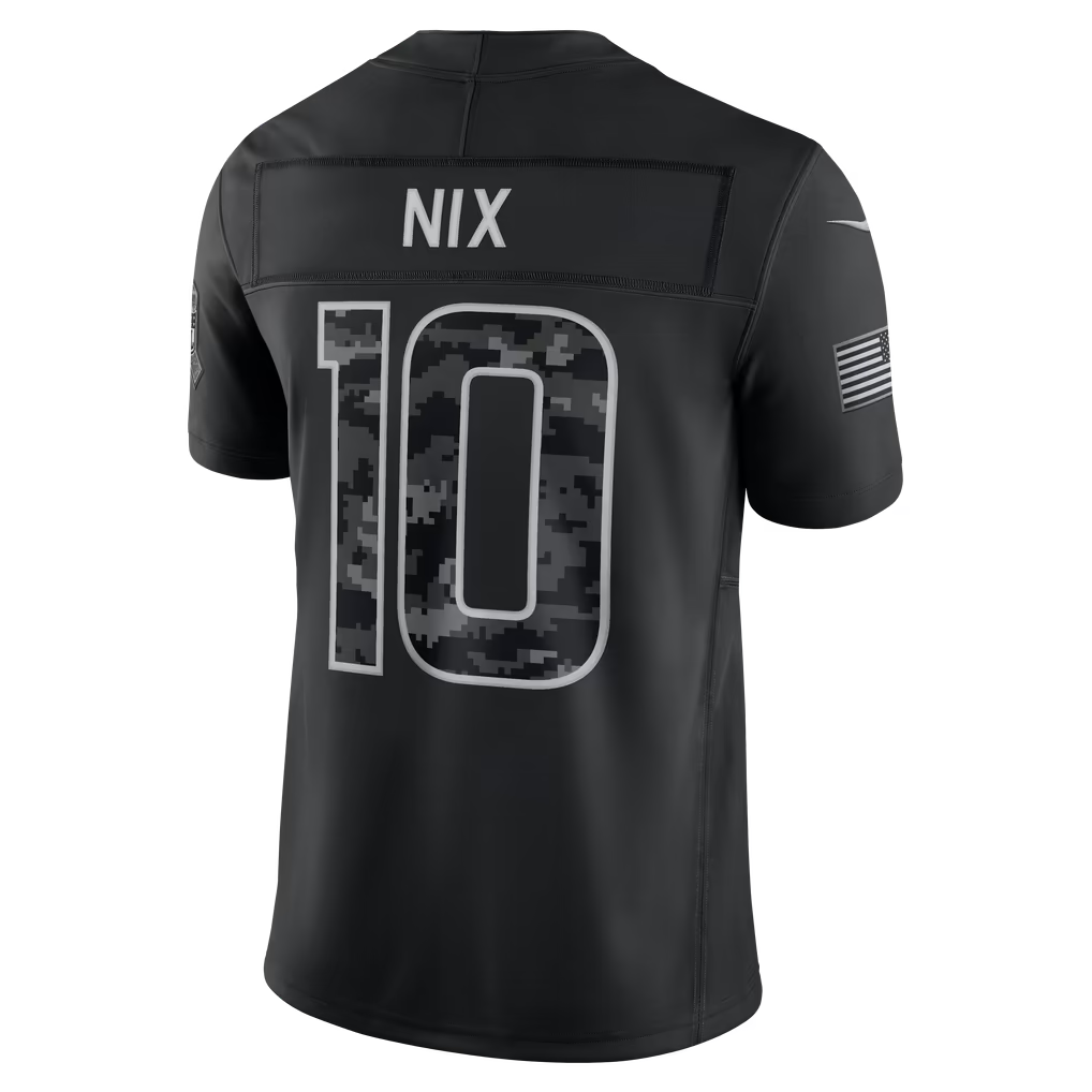 Blackjersey  D.Broncos #10 Bo Nix Black 2026 Salute to Service Stitched Limited Jersey