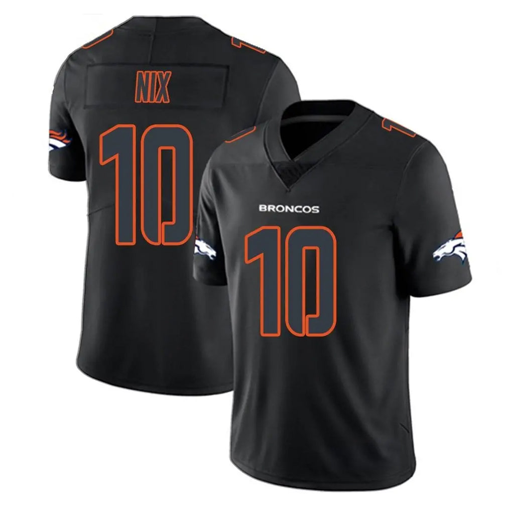 Blackjersey D.Broncos #10 Bo Nix Player Black Impact Limited Game Stitched Jerseys