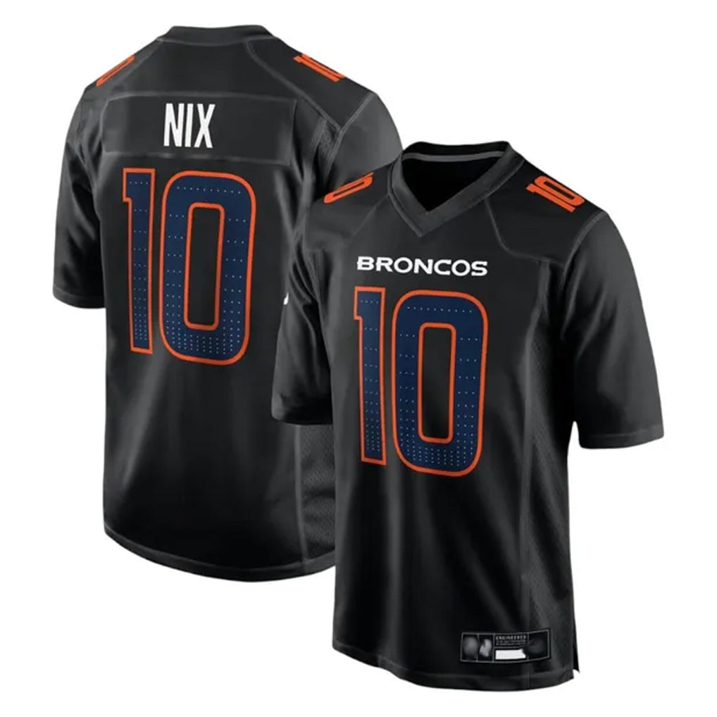 Blackjersey D.Broncos #10 Bo Nix Player Carbon Black Fashion Limited Game Stitched Jerseys