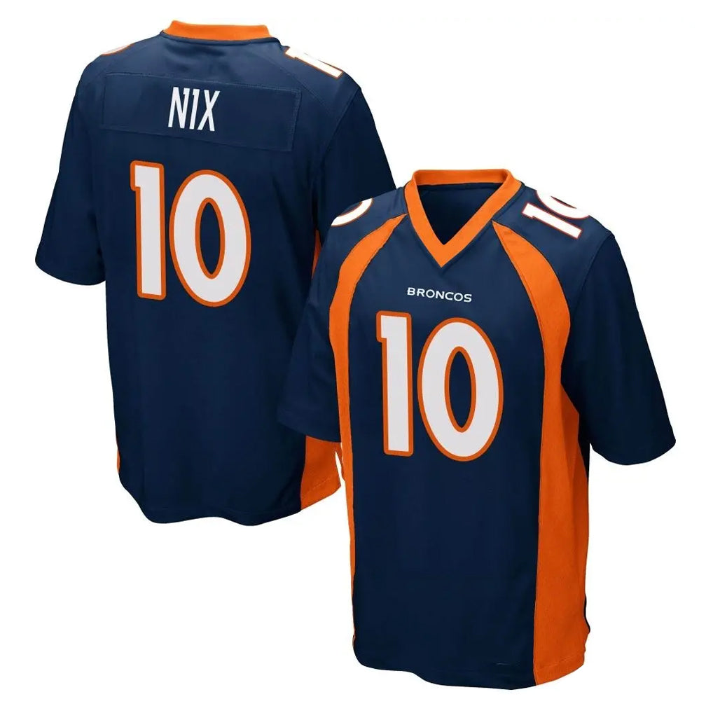 Blackjersey D.Broncos #10 Bo Nix Player Navy Game Stitched Jerseys