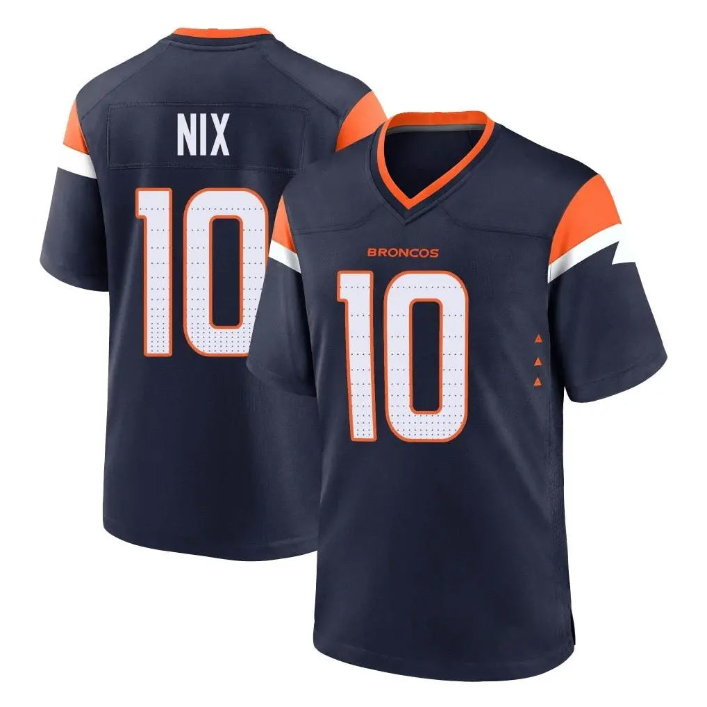Blackjersey D.Broncos #10 Bo Nix Player Navy Limited Vapor F.U.S.E. Home Game Stitched Jerseys