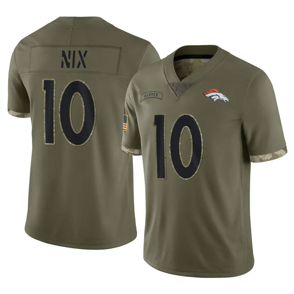 Blackjersey D.Broncos #10 Bo Nix Player Olive Salute To Service Limited Stitched Jerseys