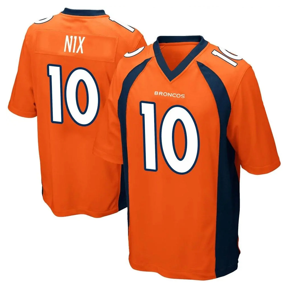Blackjersey D.Broncos #10 Bo Nix Player Orange Color Home Game Stitched Jerseys