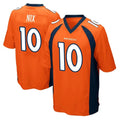 Blackjersey D.Broncos #10 Bo Nix Player Orange Color Home Game Stitched Jerseys
