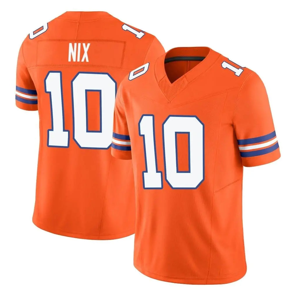 Blackjersey D.Broncos #10 Bo Nix Player Orange Limited Alternate Vapor F.U.S.E. Throwback Game Stitched Jerseys