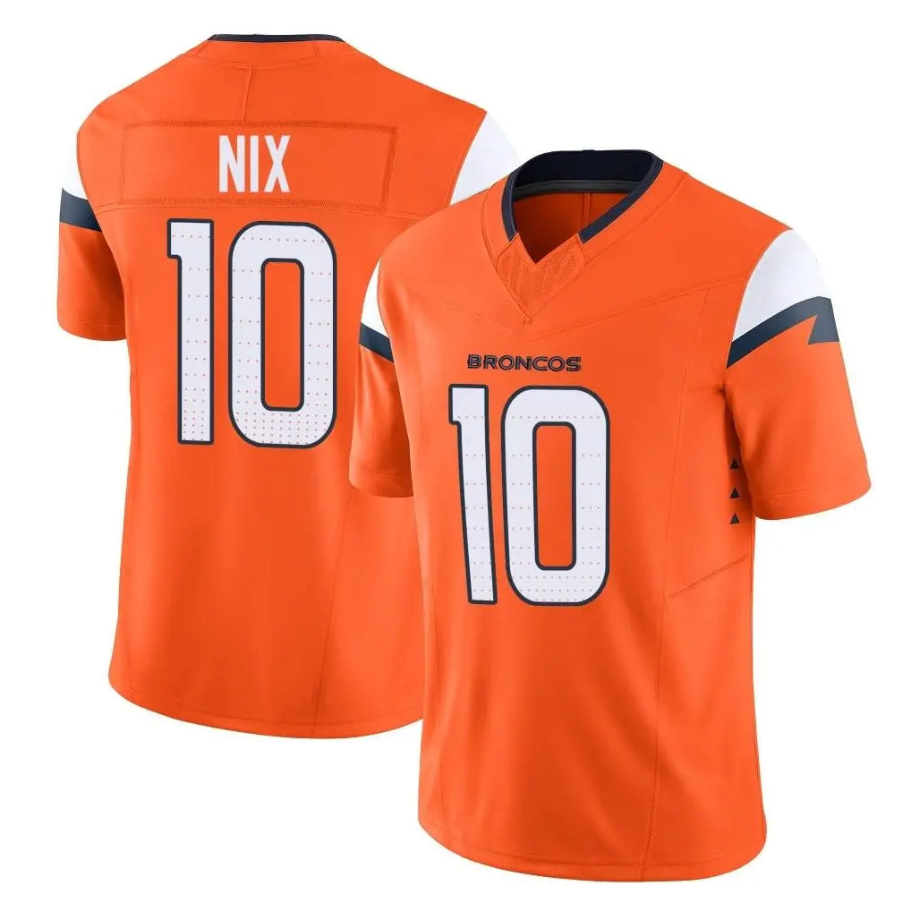 Blackjersey D.Broncos #10 Bo Nix Player Orange Pullover Hoodie Limited Stitched Jerseys