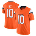 Blackjersey D.Broncos #10 Bo Nix Player Orange Pullover Hoodie Limited Stitched Jerseys