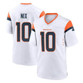 Blackjersey D.Broncos #10 Bo Nix Player White Home Game Stitched Jerseys