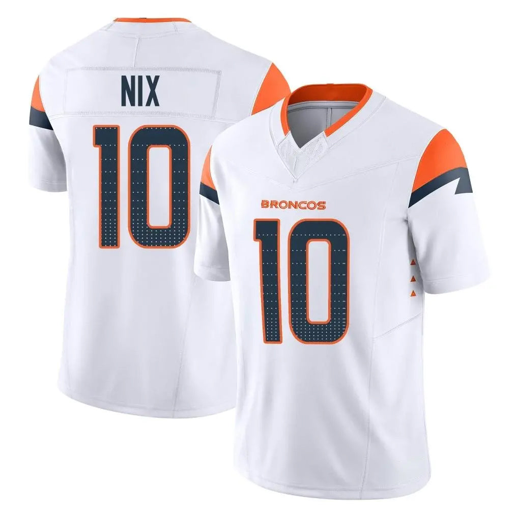 Blackjersey D.Broncos #10 Bo Nix Player White Limited Vapor F.U.S.E. Home Game Stitched Jerseys