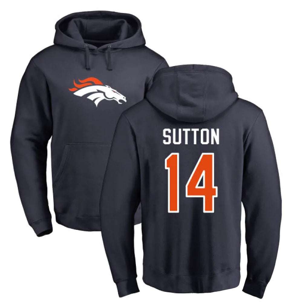Blackjersey D.Broncos #14 Courtland Sutton Player Navy Pullover Hoodie Limited Stitched Jerseys