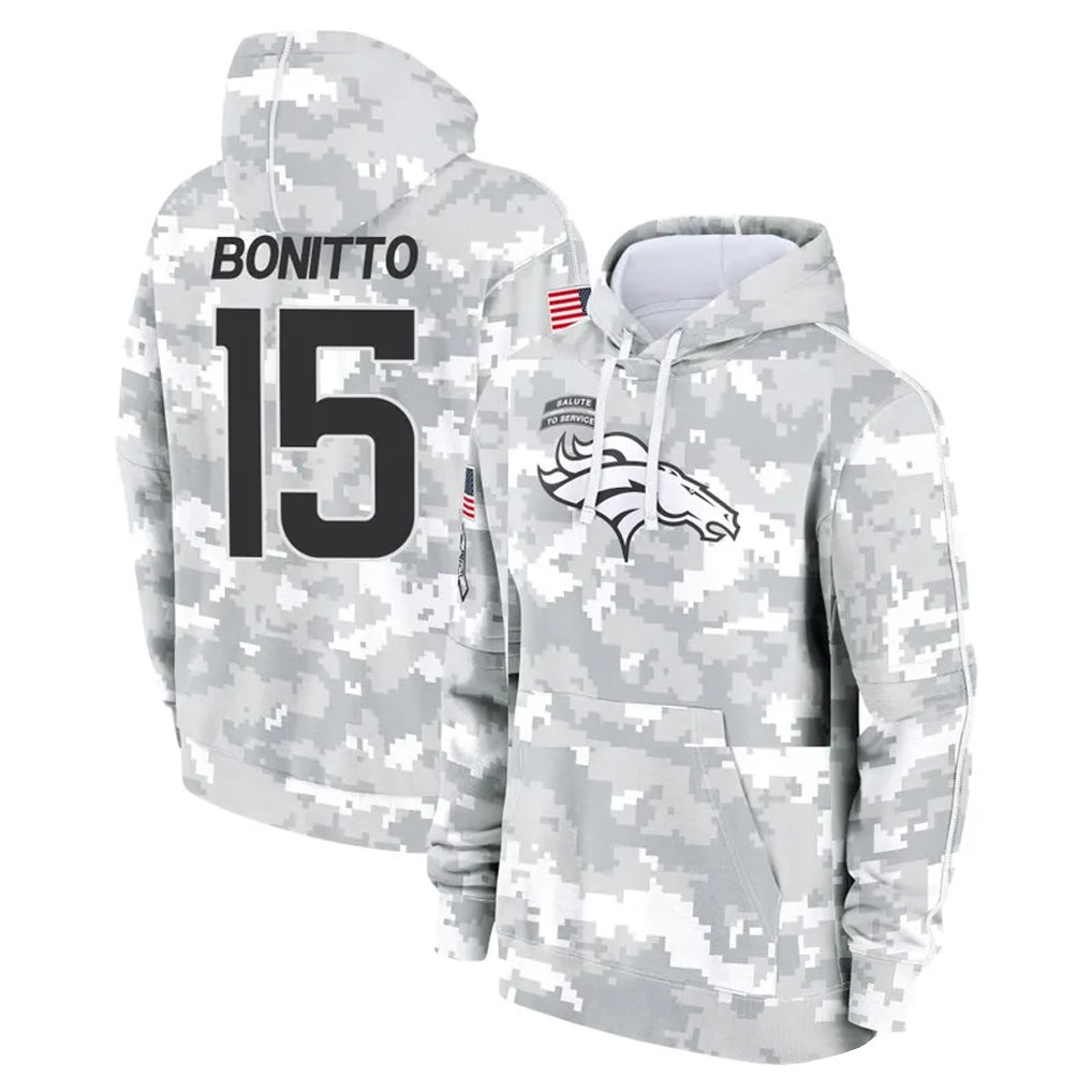 Blackjersey D.Broncos #15 Nik Bonitto Player Arctic Camo Salute to Service Hoodies Limited Game Stitched Jerseys