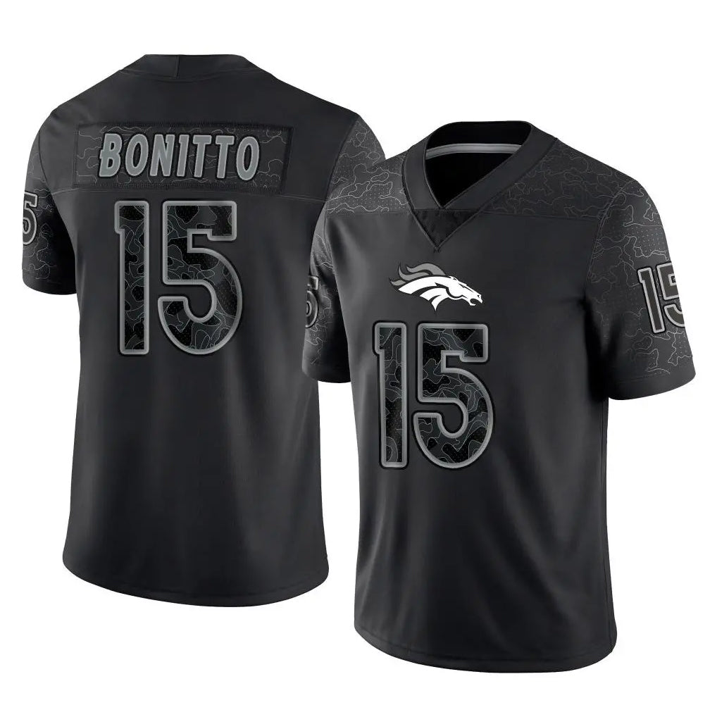 Blackjersey D.Broncos #15 Nik Bonitto Player Black Reflective Limited Stitched Jerseys