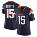Blackjersey D.Broncos #15 Nik Bonitto Player Navy Limited Vapor F.U.S.E. Home Game Stitched Jerseys