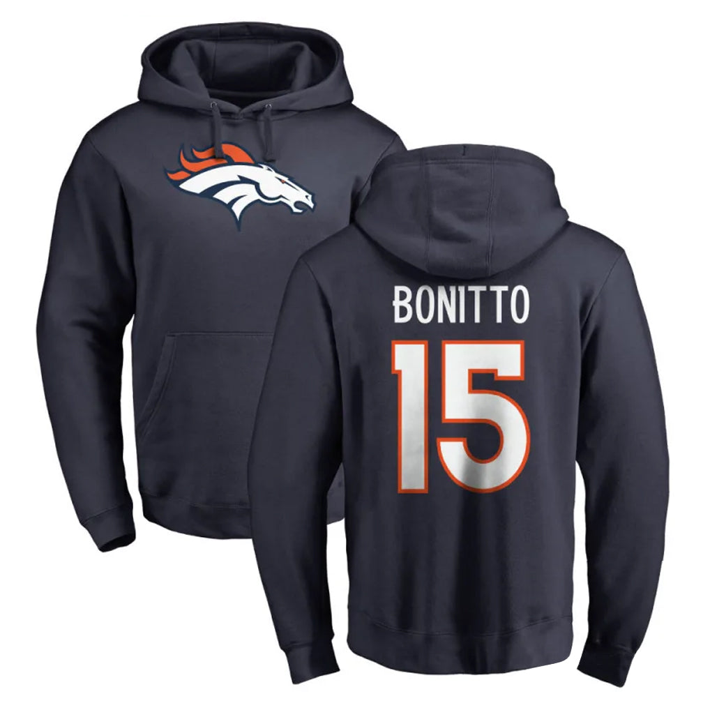 Blackjersey D.Broncos #15 Nik Bonitto Player Navy Pullover Hoodie Limited Stitched Jerseys