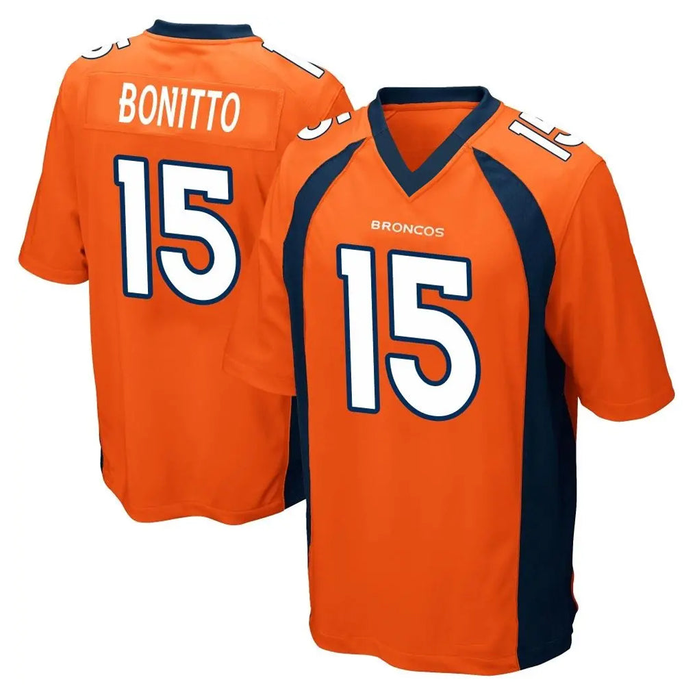 Blackjersey D.Broncos #15 Nik Bonitto Player Orange Color Home Game Stitched Jerseys