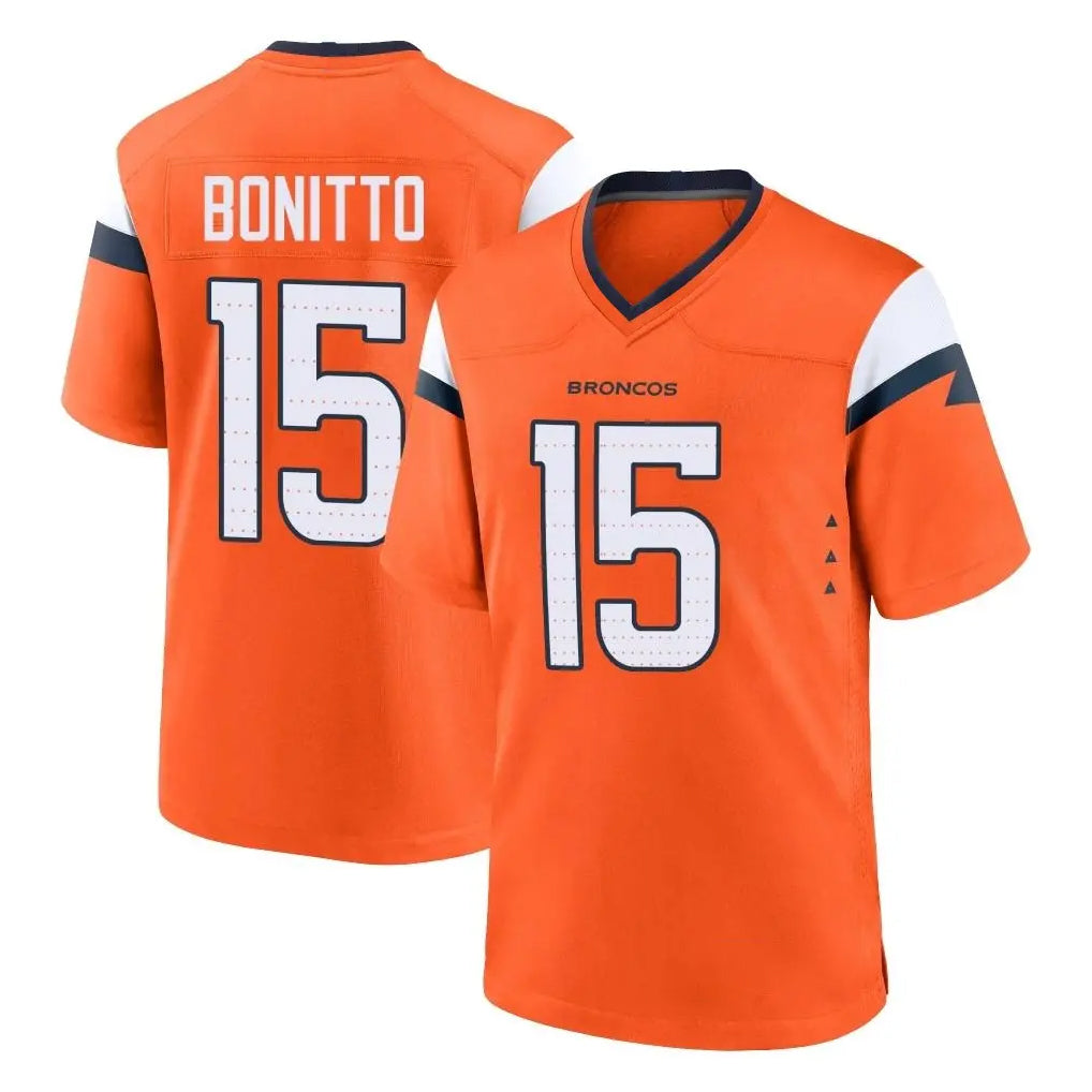 Blackjersey D.Broncos #15 Nik Bonitto Player Orange Home Game Stitched Jerseys