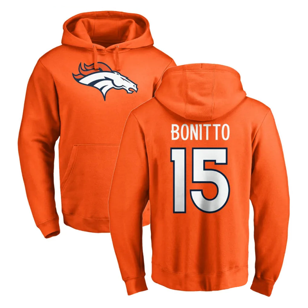 Blackjersey D.Broncos #15 Nik Bonitto Player Orange Pullover Hoodie Limited Stitched Jerseys