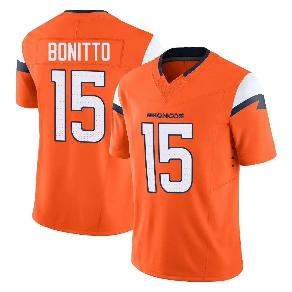 Blackjersey D.Broncos #15 Nik Bonitto Player Orange Vapor F.U.S.E. Limited Home Game Stitched Jerseys