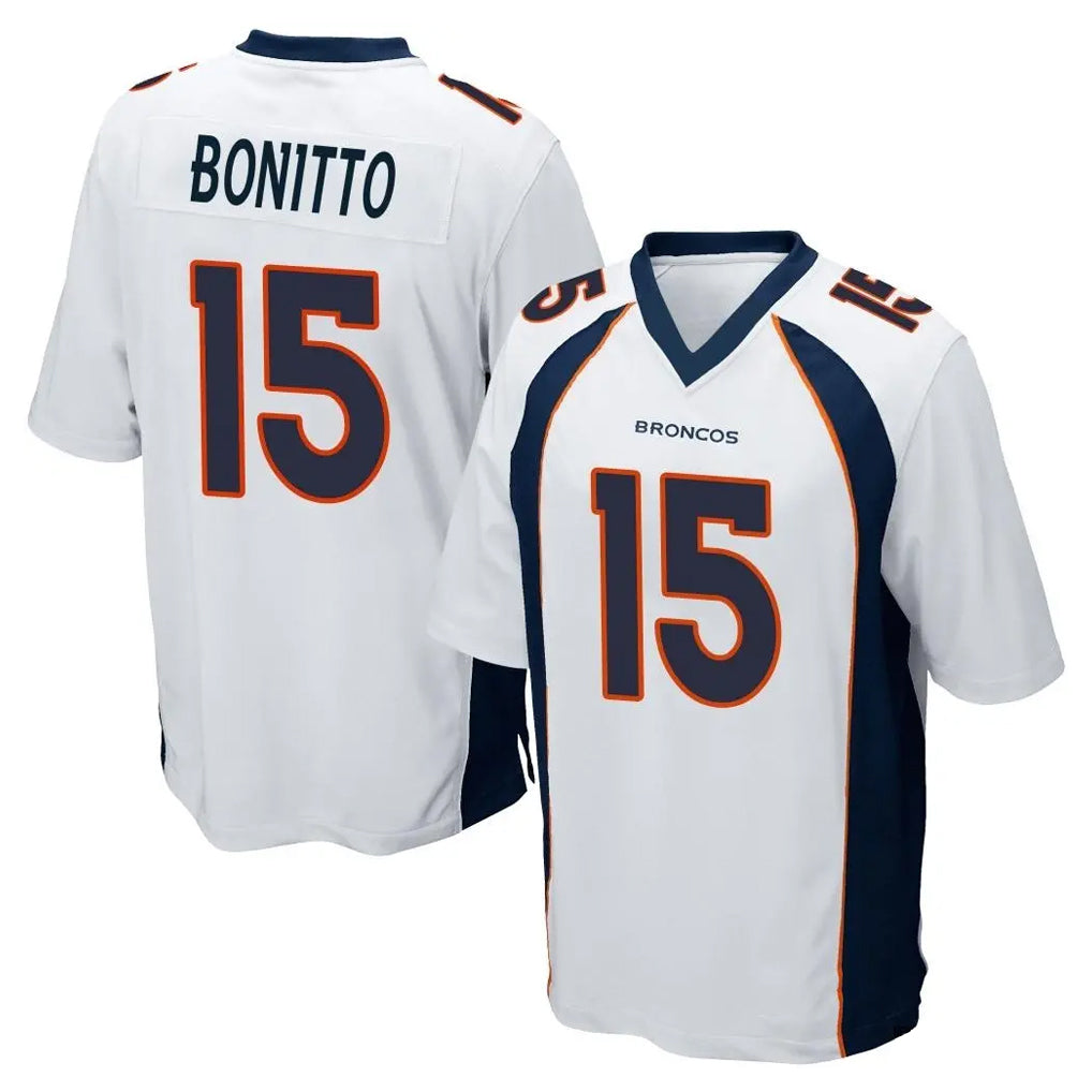 Blackjersey D.Broncos #15 Nik Bonitto Player White Game Stitched Jerseys