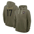 Blackjersey D.Broncos #17 Jaylen Waddle Player Olive Salute to Service Pullover Hoodies Limited Stitched Jerseys
