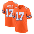 Blackjersey D.Broncos #17 Jaylen Waddle Player Orange Alternate Collection Throwback Game Stitched Jerseys