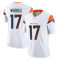 Blackjersey D.Broncos #17 Jaylen Waddle Player White Limited Vapor F.U.S.E. Home Game Stitched Jerseys