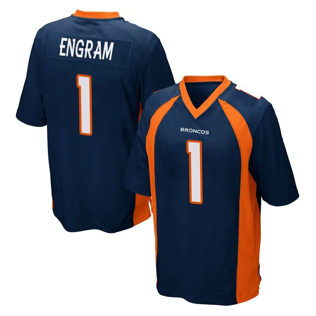 Blackjersey D.Broncos #1 Evan Engram Player Navy Game Stitched Jerseys