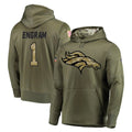 Blackjersey D.Broncos #1 Evan Engram Player Olive Salute to Service Pullover Hoodies Home Game Stitched Jerseys