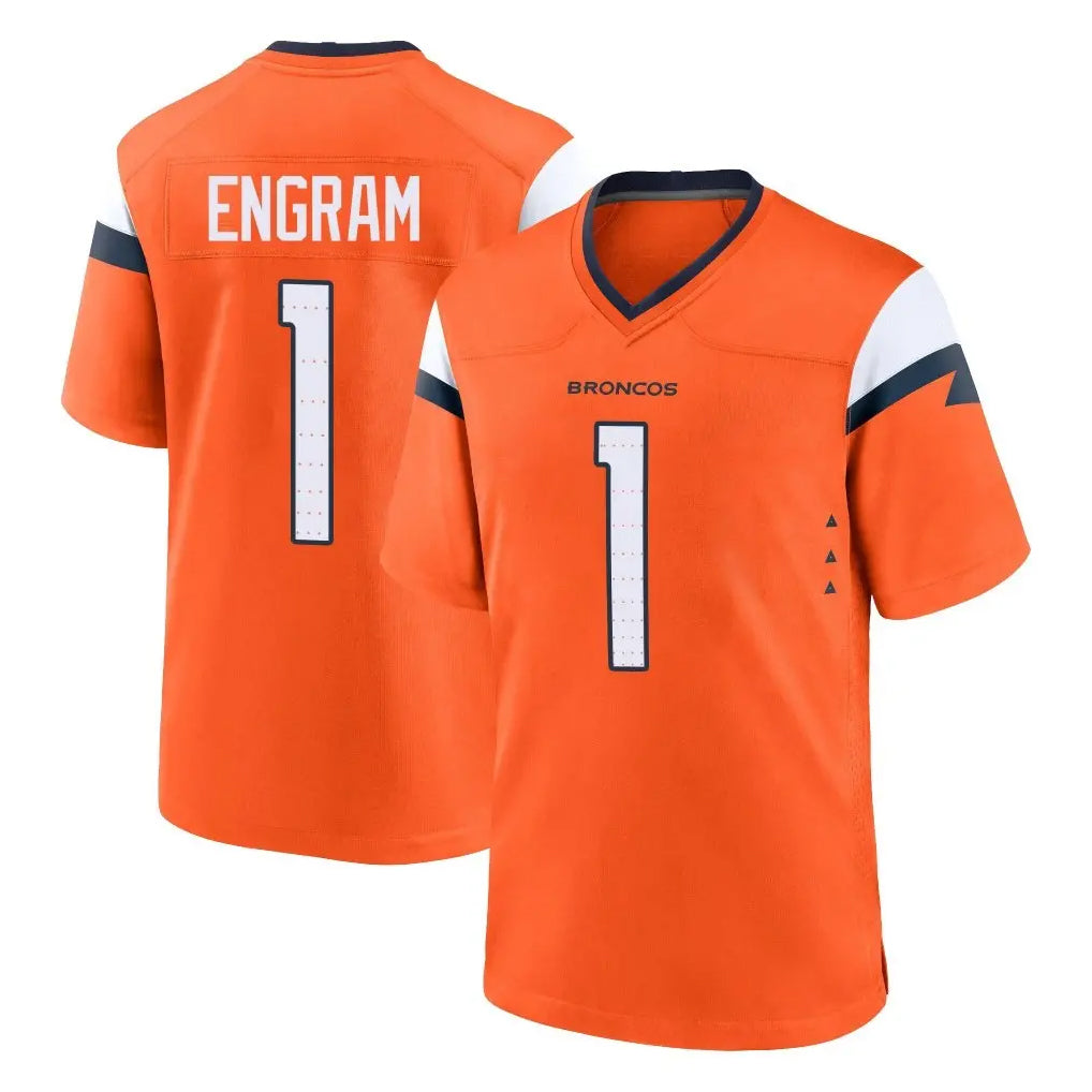 Blackjersey D.Broncos #1 Evan Engram Player Orange Home Game Stitched Jerseys
