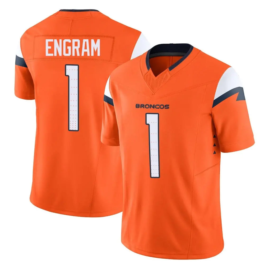 Blackjersey D.Broncos #1 Evan Engram Player Orange Vapor F.U.S.E. Limited Home Game Stitched Jerseys