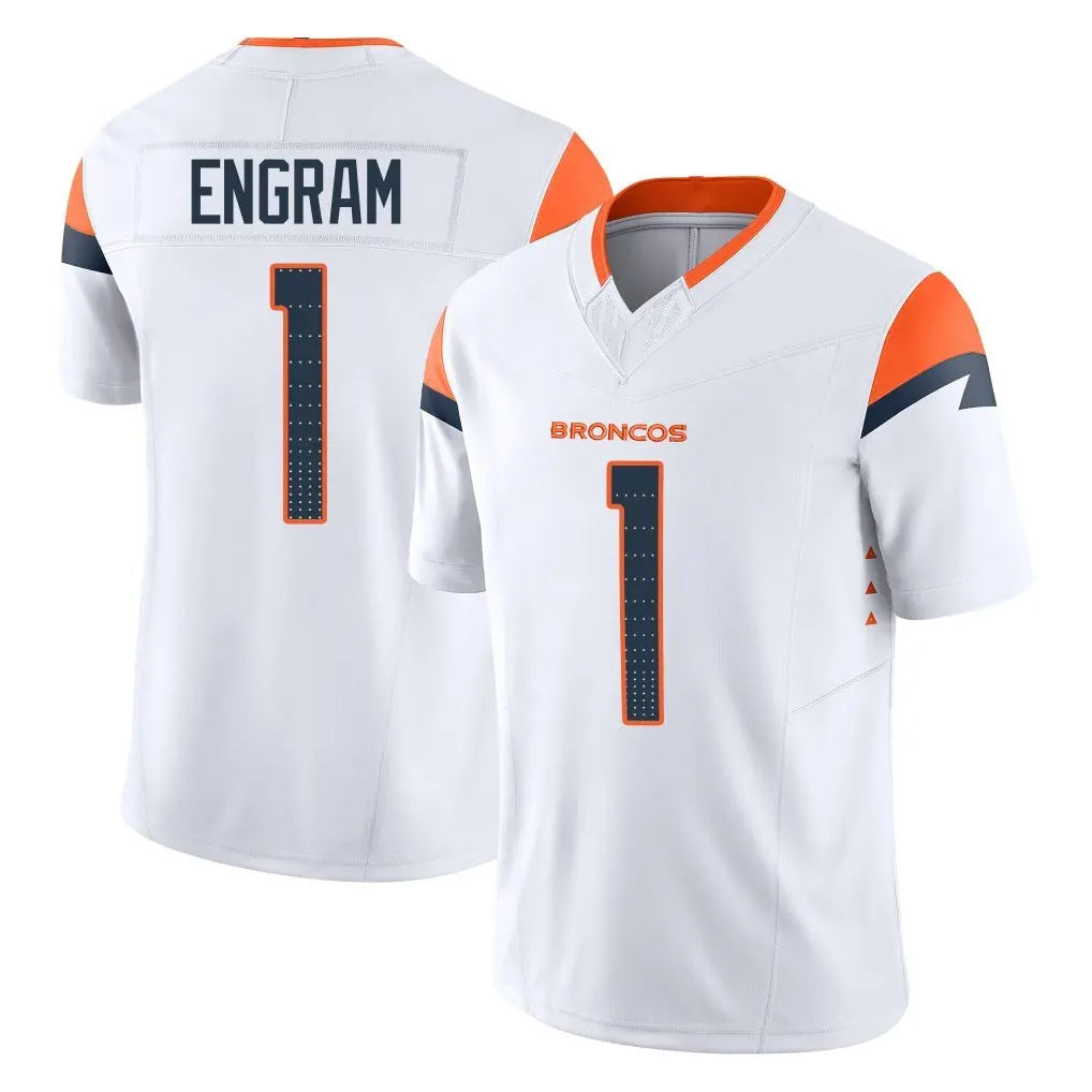Blackjersey D.Broncos #1 Evan Engram Player White Limited Vapor F.U.S.E. Home Game Stitched Jerseys
