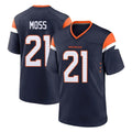 Blackjersey D.Broncos #21 Riley Moss Player Navy Home Game Stitched Jerseys