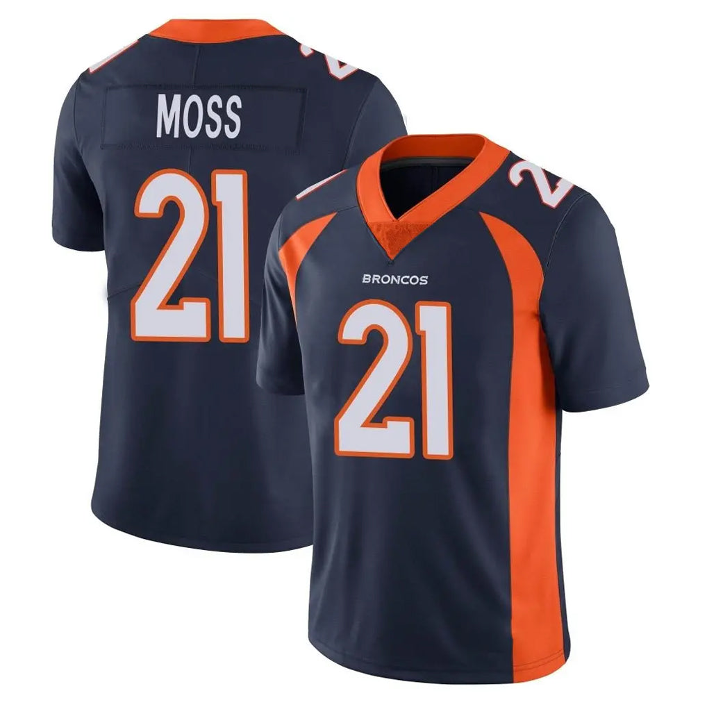Blackjersey D.Broncos #21 Riley Moss Player Navy Vapor Untouchable Limited Game Stitched Jerseys