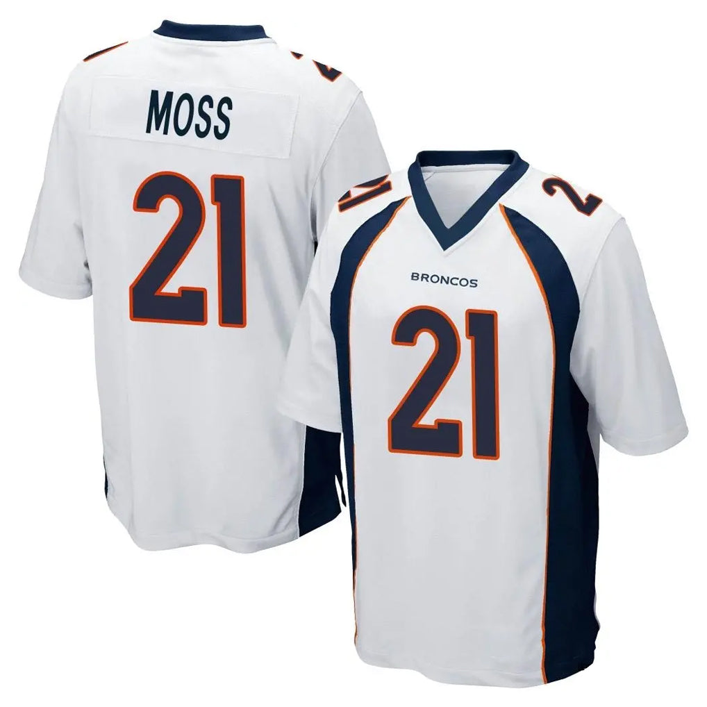 Blackjersey D.Broncos #21 Riley Moss Player White Game Stitched Jerseys