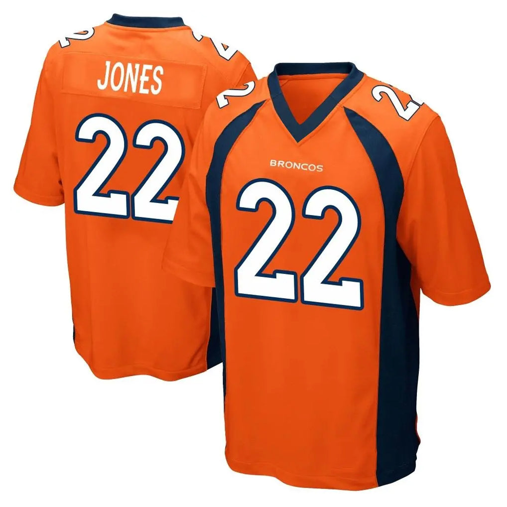 Blackjersey D.Broncos #22 Brandon Jones Player Orange Color Home Game Stitched Jerseys