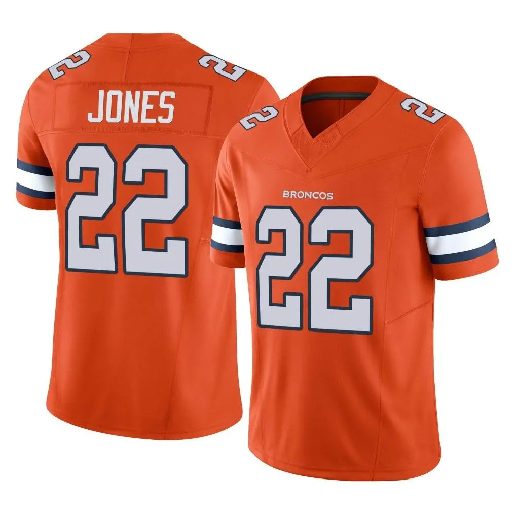 Blackjersey D.Broncos #22 Brandon Jones Player Orange Limited Alternate Vapor F.U.S.E. Throwback Game Stitched Jerseys