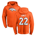 Blackjersey D.Broncos #22 Brandon Jones Player Orange Pullover Hoodie Limited Stitched Jerseys