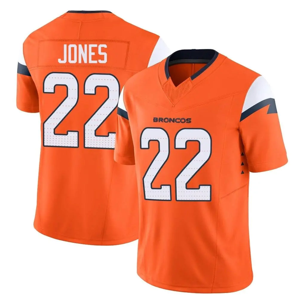 Blackjersey D.Broncos #22 Brandon Jones Player Orange Vapor F.U.S.E. Limited Home Game Stitched Jerseys
