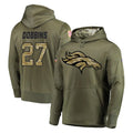 Blackjersey D.Broncos #27 J.K. Dobbins Player Olive Salute to Service Pullover Hoodies Home Game Stitched Jerseys