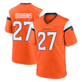 Blackjersey D.Broncos #27 J.K. Dobbins Player Orange Home Game Stitched Jerseys